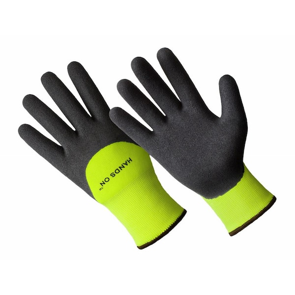 HANDS ON Men's Premium Lined Sandy Finish Nitrile Coated Glove