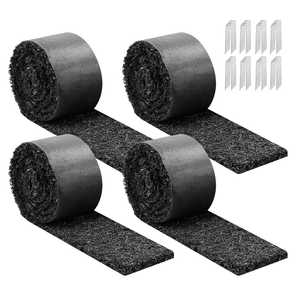 4 Rolls Rubber Mulch Mat Roll, 120 x 4.5 in., 0.5 in. Thick Recycled Rubber Garden Edging with Cuttable Flower Stakes price history on PriceWatchPro