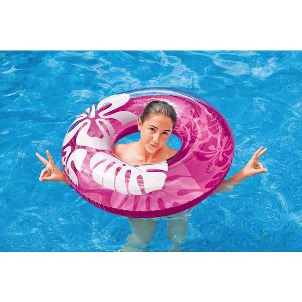 36 in. Colorful Transparent Inflatable Round Swimming Pool Ring Float