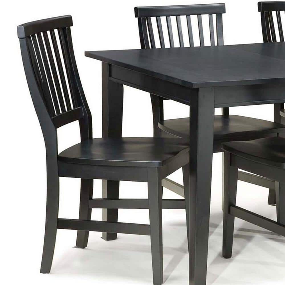 Black Solid Wood 7-Piece Dining Set with Contoured Chairs