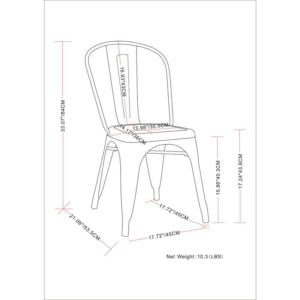 Distressed Black and Copper Metal Stacking Side Chair Set