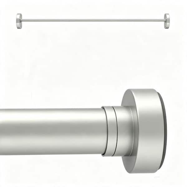No Drill 33 in. - 72 in. Adjustable 1 in. Spring Tension Curtain Rod in Silver, Heavy Duty Shower Curtain Rod