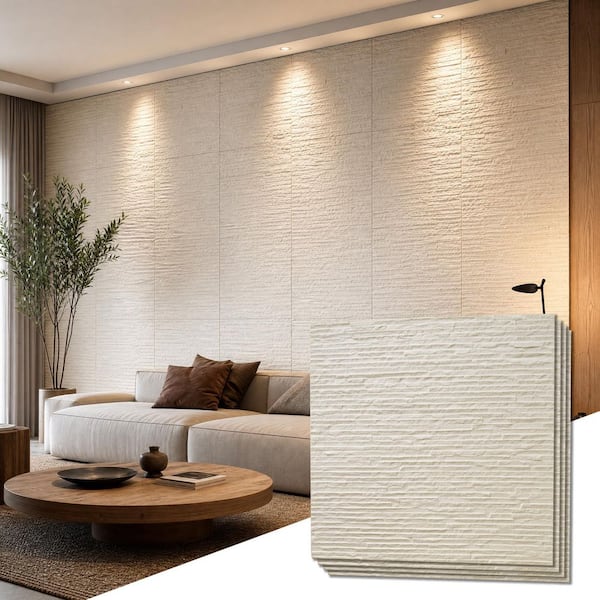 XRAMFY 0.14 in. x 2 ft. x 2 ft. Beige Composite 3D Texture Square
