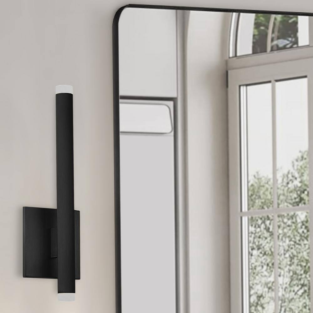Black Modern Dimmable LED Wall Sconce with Chrome Shade