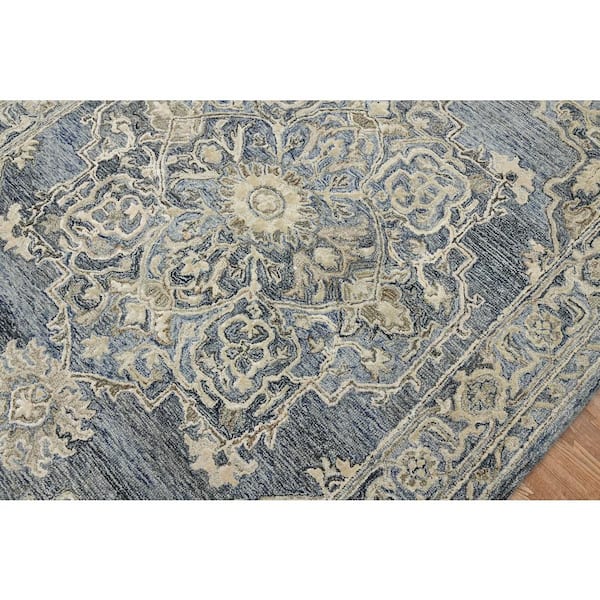 Vestige 5 x 8 Denim/Gray Oriental Pattern Area Rug for High Traffic Living Room Dining Room Bedroom