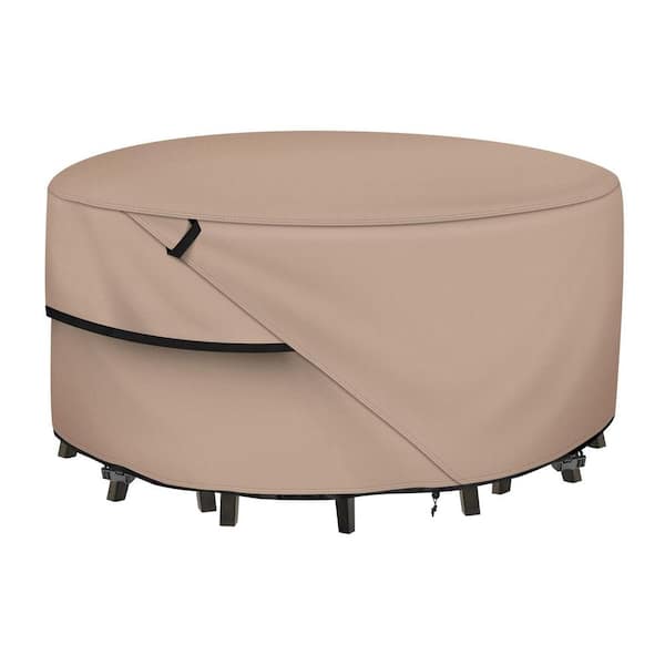 92 in. Dia. x 28 in. H Brown Round Patio Furniture Cover, Outdoor Waterproof Table and Chair Set Cover