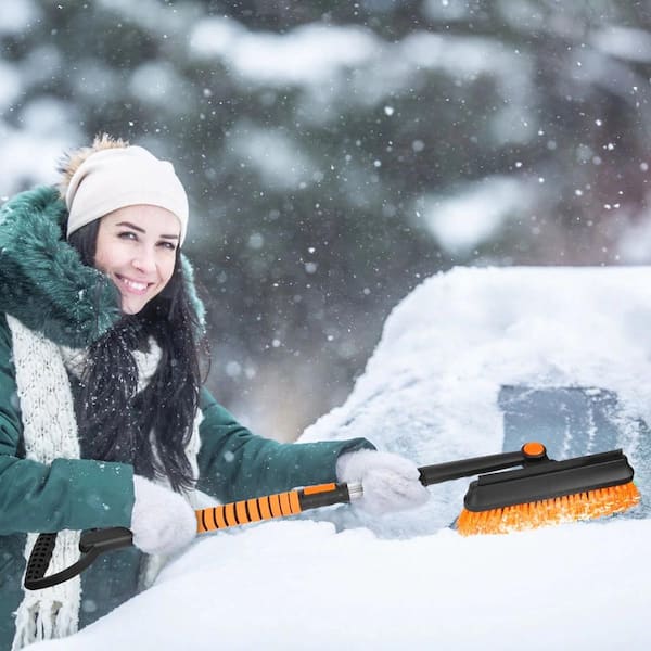 ITOPFOX 9.25 in. Aluminum Alloy and Plastic Blade 5-in-1 Detachable Snow Remover Kits Extendable Ice Scraper