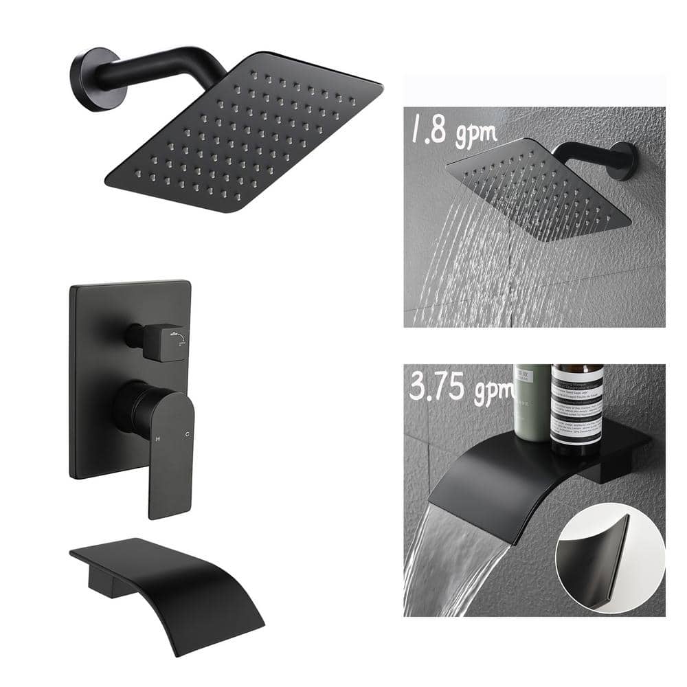 UKISHIRO Onehandle 1.8 GPM 8 in. Wall Mount Shower Head and Tub Faucet