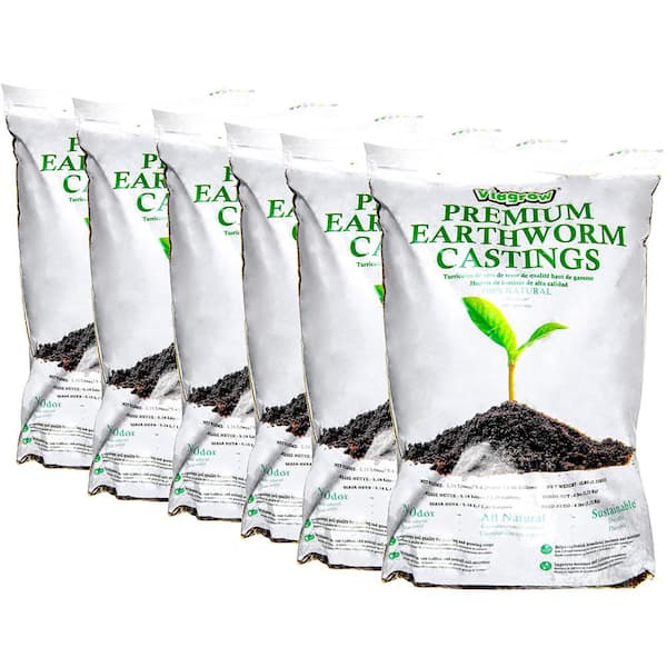 Viagrow Earthworm Castings Premium Vermicompost, 6lb. Bag (6-Pack / 36lbs. Total)