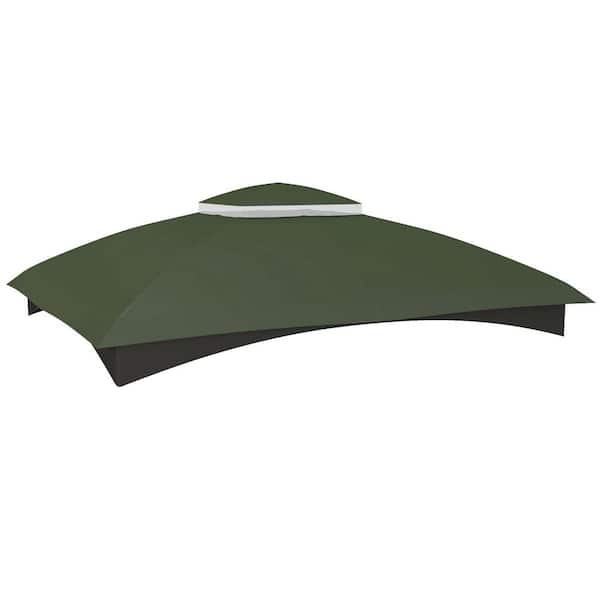 ToolCat Green Gazebo Canopy Replacement, 2-Tier Outdoor Gazebo Cover Top Roof with Drainage Holes for 10 ft. x 12 ft. Gazebo