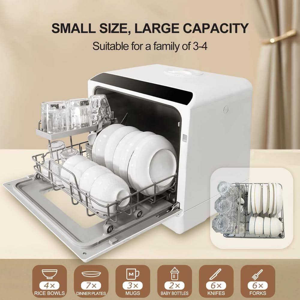 White Compact Top Control Portable Dishwasher for RVs
