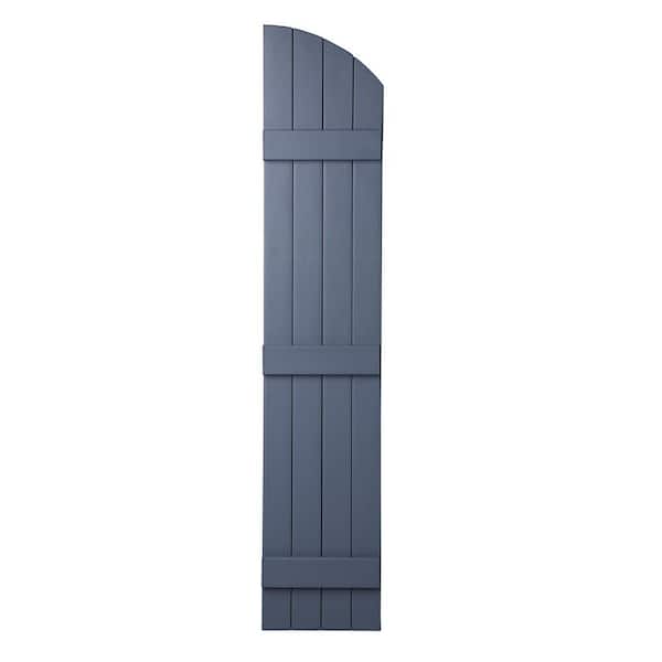 Ply Gem 15 in. x 71 in. Polypropylene Plastic Arch Top Closed Board and Batten Shutters Pair in Blue