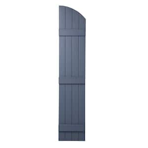 15 in. x 77 in. Polypropylene Plastic Closed Arch Top Board and Batten Shutters Pair in Blue