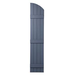 15 in. x 85 in. Polypropylene Plastic Closed Arch Top Board and Batten Shutters Pair in Blue