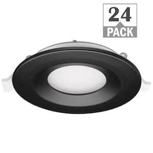 3 in. Adjustable CCT Integrated LED Canless Recessed Light Black Trim Kit 550 Lumens Kitchen Bathroom Remodel (24-Pack)