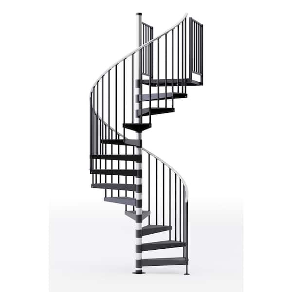 Mylen STAIRS Reroute Prime Interior 60in Diameter, Fits Height 102in - 114in, 2 42in Tall Platform Rails Spiral Staircase Kit