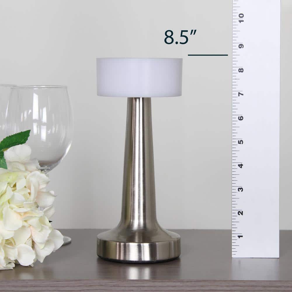 8.5" Silver Cordless Touch Sensor Desk Lamp with Dimming