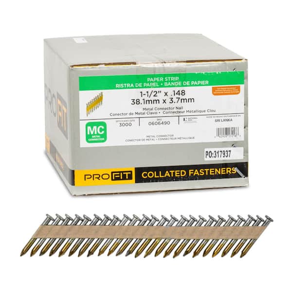 1-1/2 in. x 0.148 33-Degree Hot Dipped Galvanized Smooth Shank Paper Tape Joist Hanger Nails (3000 -Per Box)
