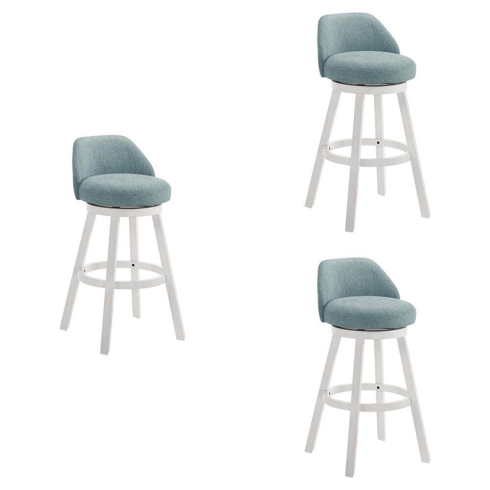 Erika 36.8 in. H Bar Height Light Blue Low Back Wood Bar Stool with Fabric Seat Set of 3 price history on PriceWatchPro
