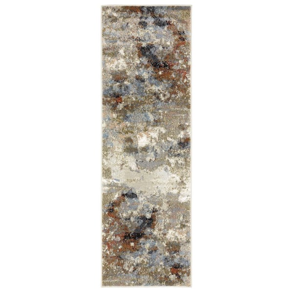 Gia 2 ft. x 7 ft. Gold/Rust Abstract Area Rug