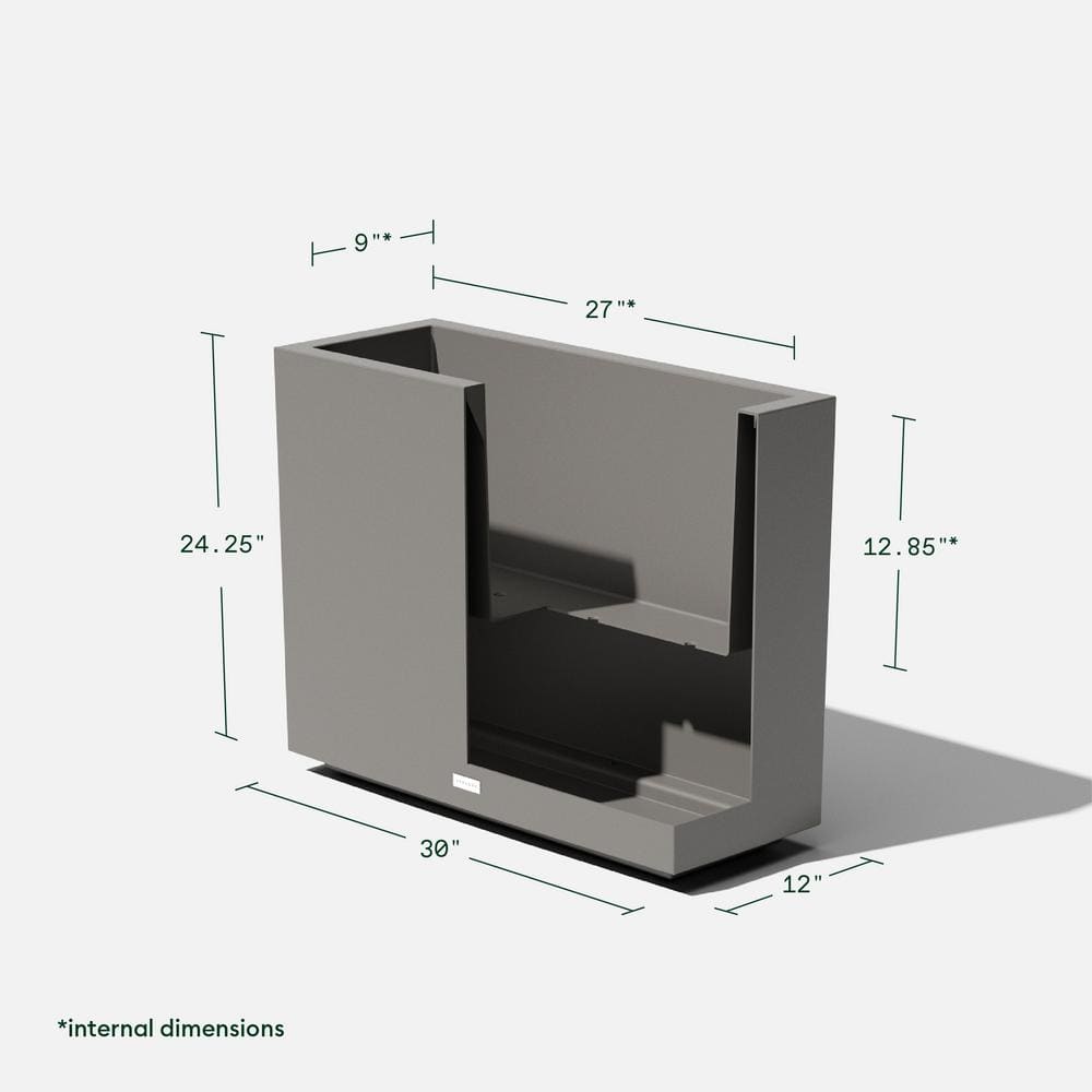 Gray Rectangular Polypropylene Outdoor Planter, 24" x 30"