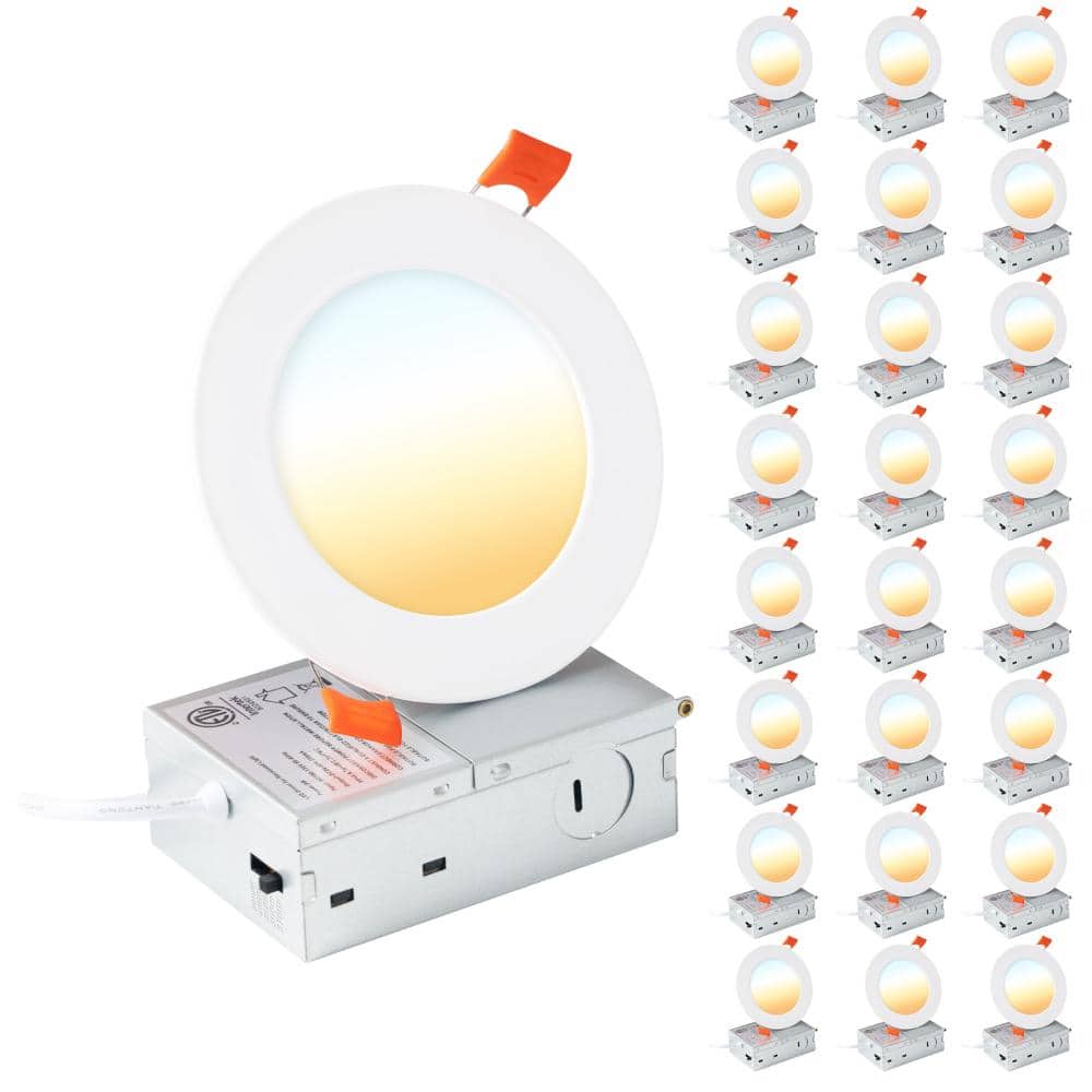 24 Pack 4 in. Adjustable CCT Recessed Lighting with Junction Box High Brightness Integrated LED Recessed Light Trim price history on PriceWatchPro