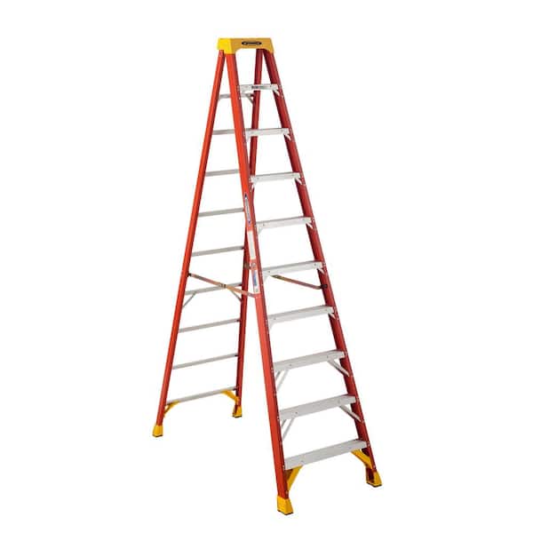 Werner 10 ft. Fiberglass Step Ladder with Yellow Top 300 lbs. Load Capacity Type IA Duty Rating