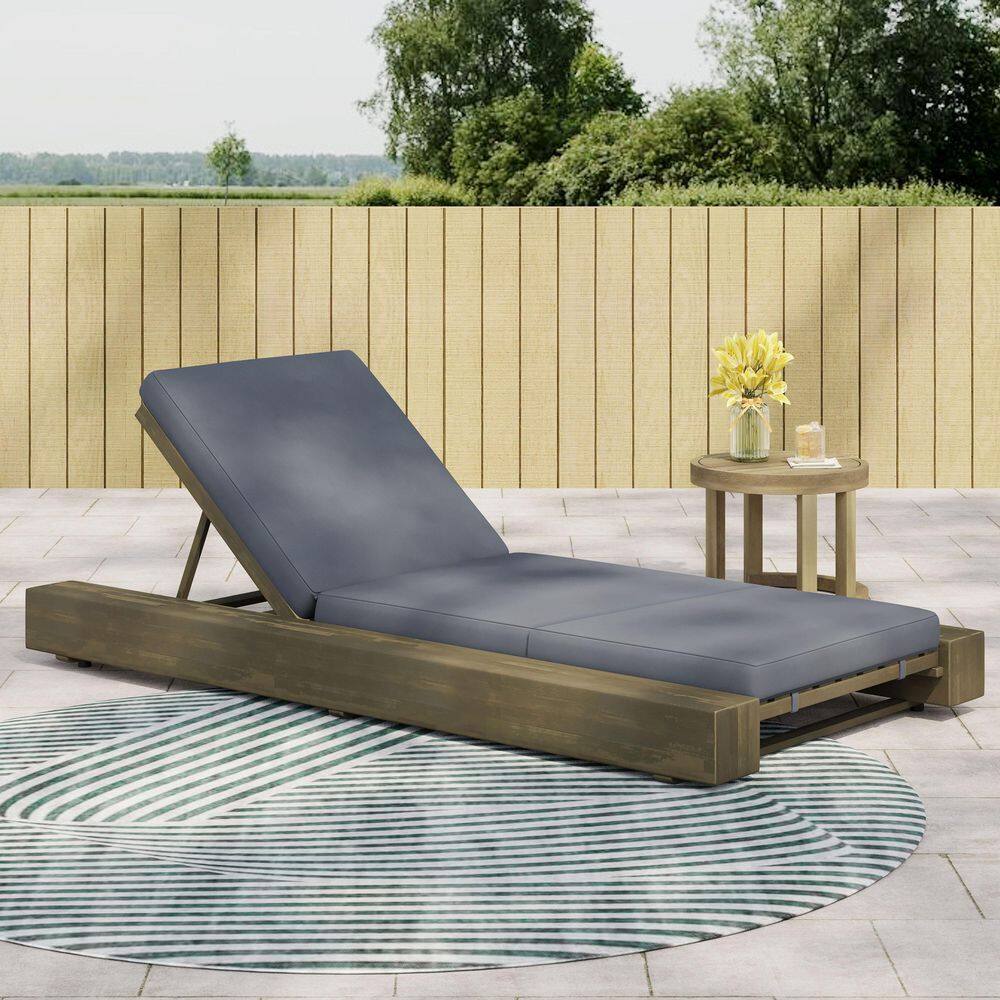 Vantas Outdoor Patio Cushioned Adjustable Chaise Lounge, Acacia Wood, Grey price history on PriceWatchPro