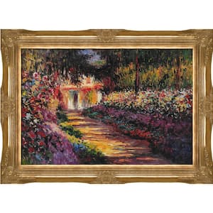 Pathway in Monet's Garden at Giverny by Claude Monet Victorian Gold Framed Nature Oil Painting Art Print 32 in. x 44 in.
