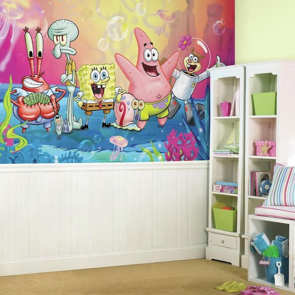 RoomMates 72 in. x 126 in. SpongeBob Square Pants XL Chair Rail 7-Panel Pre-Pasted Wall Mural
