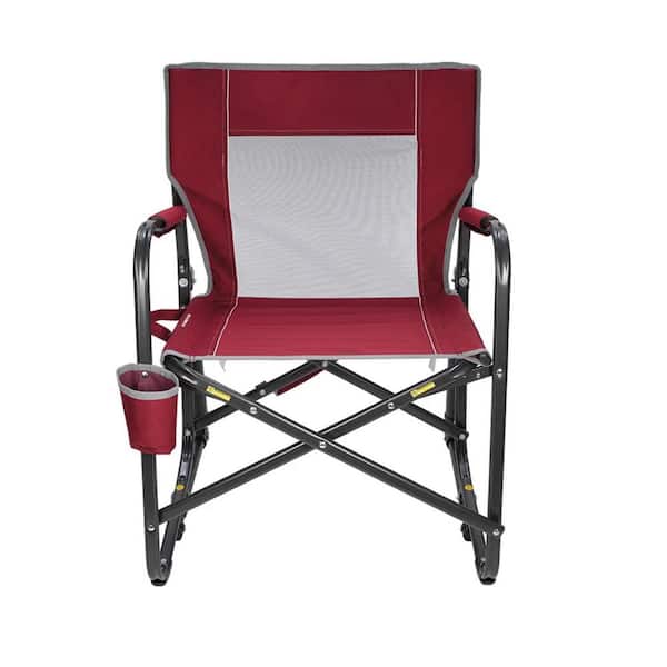 Metal Freestyle Outdoor Rocking Chair in Red