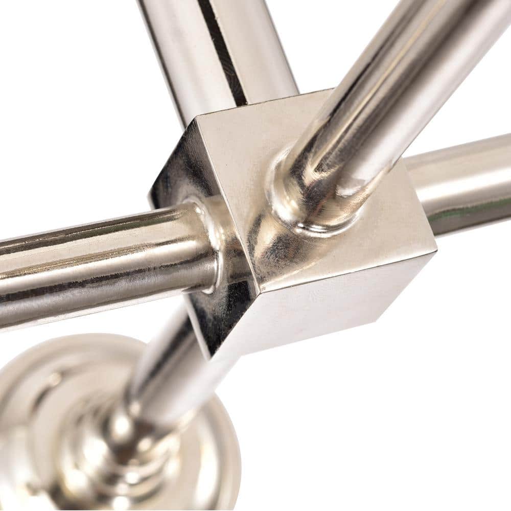 Mid-Century Modern Polished Nickel Sputnik 4-Light Semi-Flush Mount