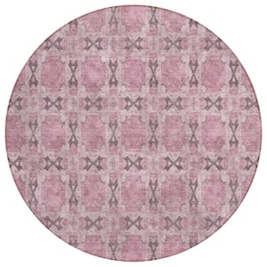 Chantille ACN564 Pink 8 ft. x 8 ft. Round Machine Washable Indoor/Outdoor Geometric Area Rug