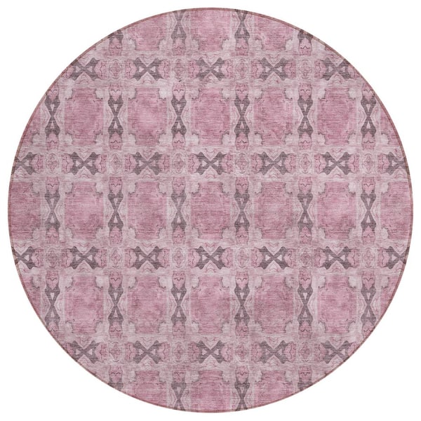 Addison Rugs Chantille ACN564 Pink 8 ft. x 8 ft. Round Machine Washable Indoor/Outdoor Geometric Area Rug