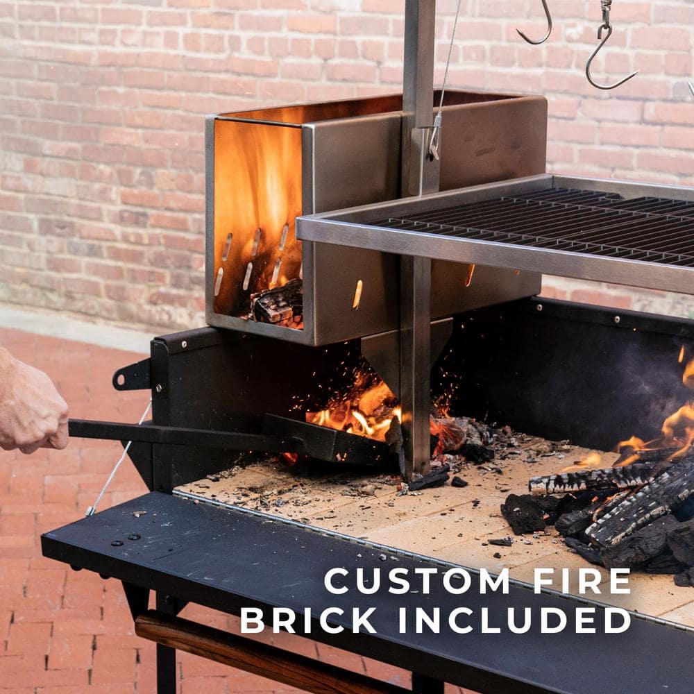 Premium Black Stainless Steel Wood Fire and Charcoal Grill