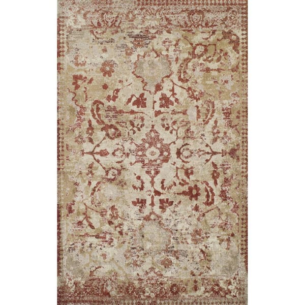 5 X 8 Red, Beige Oriental Runner Rug