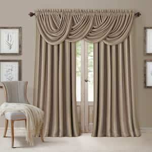 Taupe Faux Silk Rod Pocket Blackout Curtain - 52 in. W x 95 in. L
