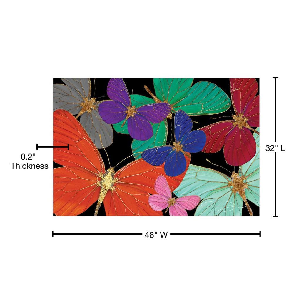 Colorful Butterfly World Tempered Glass Art Print, 32" x 48"