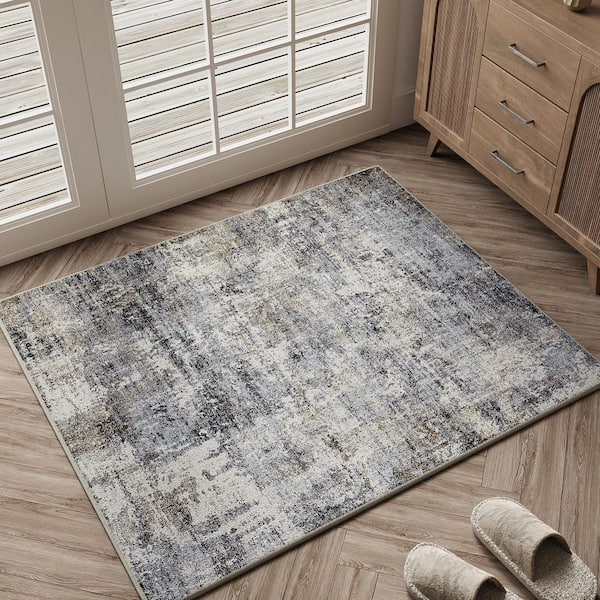 Morocco Blue/Gray 2 ft. x 3 ft. Modern Abstract Area Rug