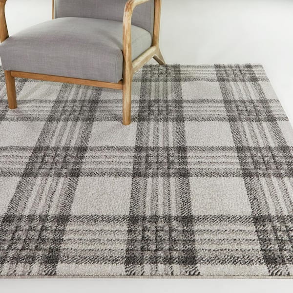 Monte Grey 8 ft. x 10 ft. Plaid Area Rug