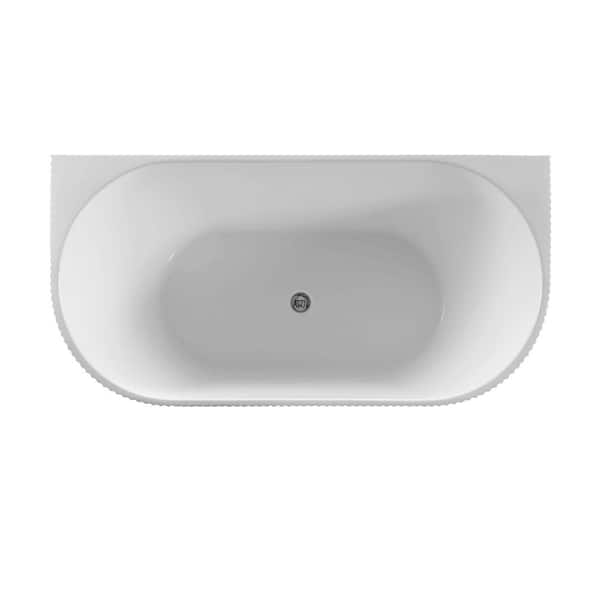67 in. x 31.5 in. Acrylic Soaking Freestanding Bathtub in Glossy White