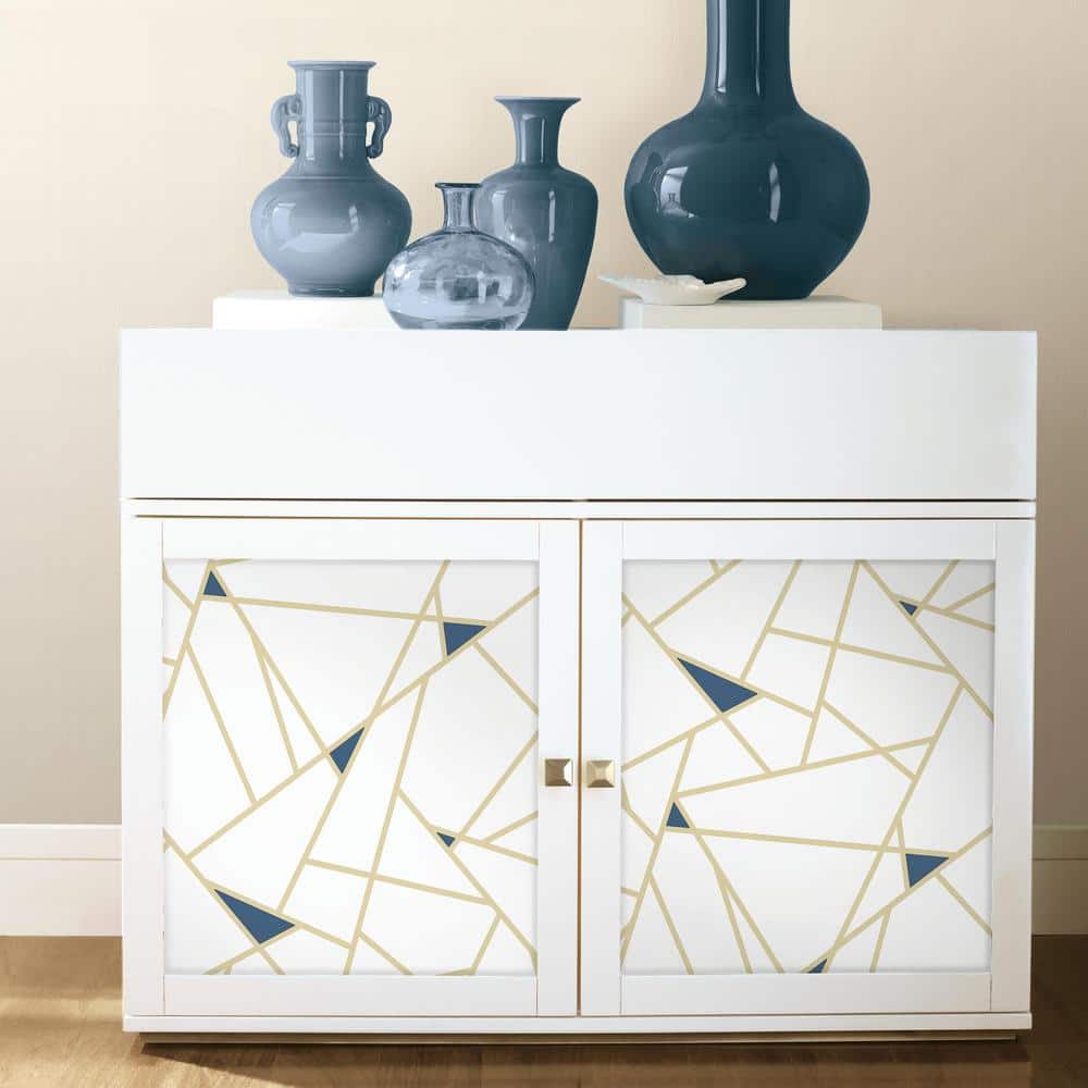 Gold Geometric Abstract Peel and Stick Wallpaper, 20.5" x 198"