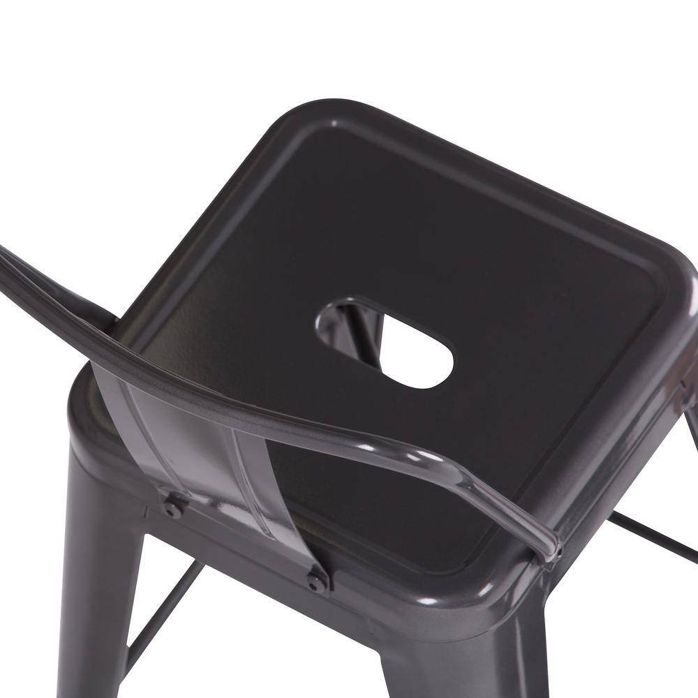 Rayne 24" Gray Industrial Metal Counter Stool, Set of 2