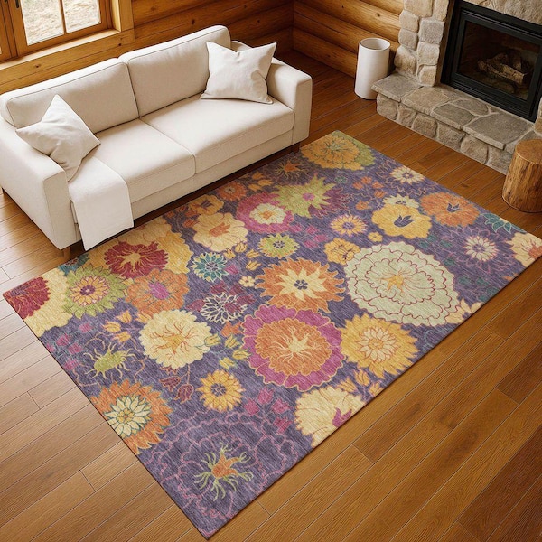 Chantille Machine Washable Indoor/Outdoor Abstract ACN2293 Purple 10 ft. x 14 ft. Area Rug
