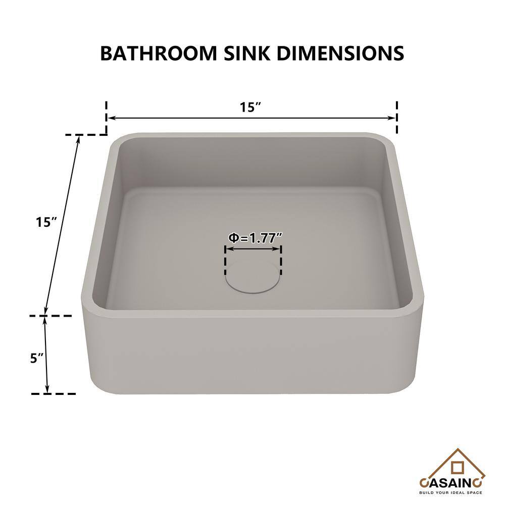 Taupe Clay 15.35'' Ceramic Square Above-Counter Bathroom Sink