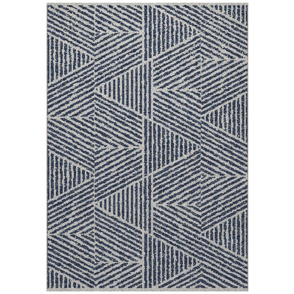 Coastal Pyramids Denim Blue 5 ft. 3 in. x 7 ft. 6 in. Geometric Polypropylene Indoor/Outdoor
