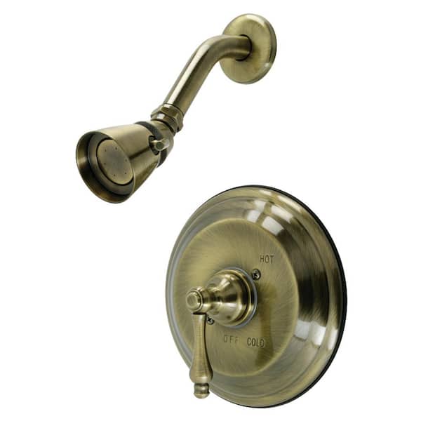 Kingston Brass Restoration Single Handle 1-Spray Shower Faucet 1.8 GPM with Pressure Balance in Antique Brass
