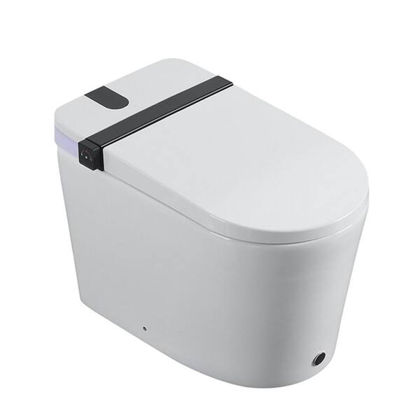 Lars Elongated Smart Toilet Bidet 1.28 GPF in White with Auto Open/Close Seat, Foot Sensor, LED Display, Warm Dryer