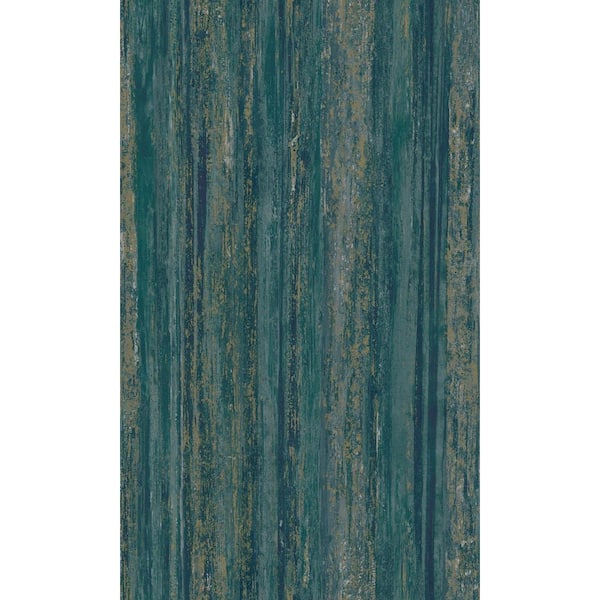 Walls Republic Teal Distressed Metallic Tree-Bark Like Earthy Wallpaper Non-Woven Material Non-Pasted Covered 57 sq. ft. Double Roll