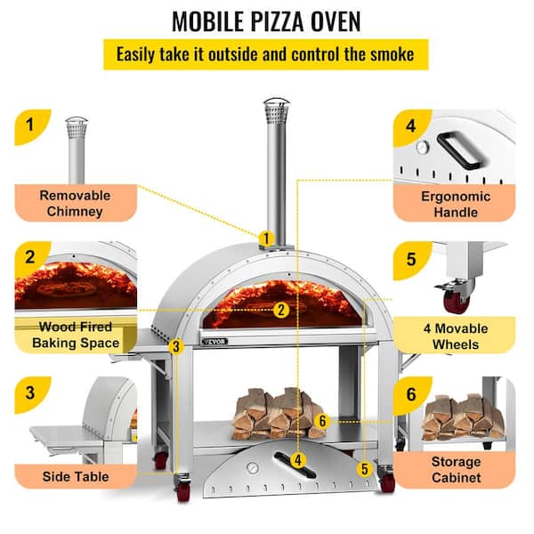2pcs Pizza Oven Accessories Kit Natural Wood Handle Folding Pizza